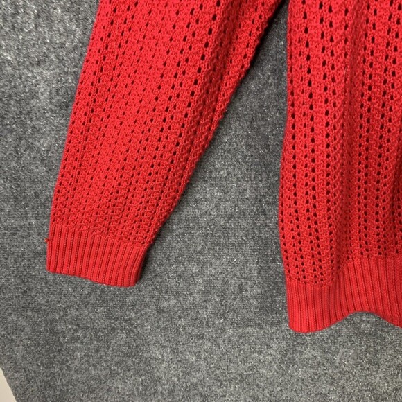 Red Open knit Zip Front Cardigan Sweater Women XL Long Sleeve Cotton No Brand - Picture 4 of 9